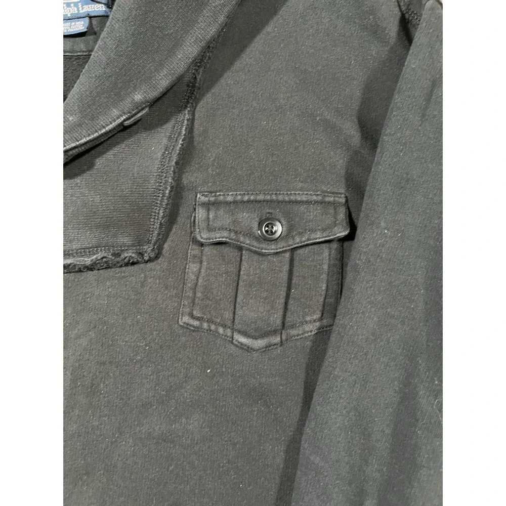 Vintage Polo Ralph Lauren Shawl Collar Pullover Size XXL Black Cotton Preppy